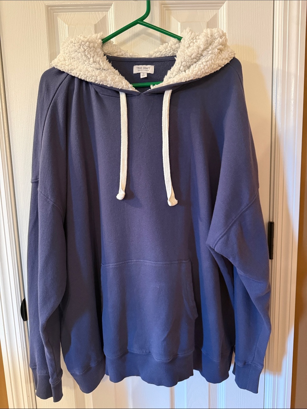 True Craft Women's Blue Hoodie with Cream Sherpa Lining